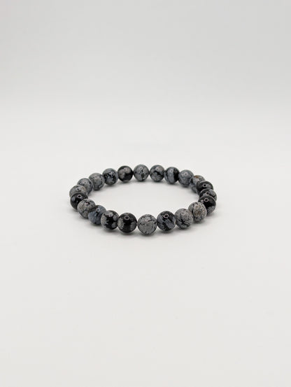 LE BRACELET CHIONÉ - OBSIDIENNE FLOCON DE NEIGE A
